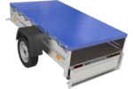 Garden Trailer 200 Kipp Einachsanhänger mit Stützrad und blauer Flachplane – Bild 9