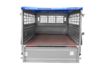 200×106 Gitteranhänger mit blauer Flachplane, Gitterwänden und Stützrad – Garden Trailer 200 KIPP – Bild 8