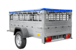 200×106 Gitteranhänger mit blauer Flachplane, Gitterwänden und Stützrad – Garden Trailer 200 KIPP – Bild 7