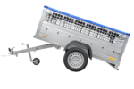200×106 Gitteranhänger mit blauer Flachplane, Gitterwänden und Stützrad – Garden Trailer 200 KIPP – Bild 5